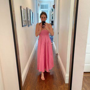 Zara pink midi cotton summer dress, size Small